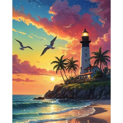 Paint by Numbers Kit for Adults, Lighthouse Number Painting Canvas Kit - color: LBOPNFP3