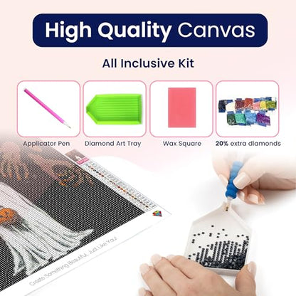 Modern Merch Diamond Art Halloween, Scary Monster and Ghost Diamond Dots for Adults, Jewel Art Painting Kits, Gem Arts and Crafts for Adults, Round Drill 12x16 - color: Halloween Ghost