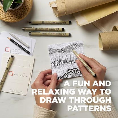 Sakura 50009 Zentangle Apprentice Classroom Pack , White | All-in-One Kit for Drawing, Relaxing, Meditative Patterns, Includes Gelly Roll and Micron Pens, White Pencil and Black Tiles - size: 1 Count (Pack of 193)