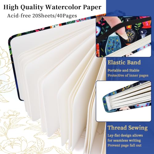 5x5 Watercolor Sketchbook,Mixed Media Pad,Travel Portable Drawing Journal | 140LB/300gsm 20Sheets/40Pages Watercolor Paper,Cold Press,Cloth Fabric Hardcover,Sewing Binding,Lay-Flat.Magic Bottle - color: 300gsm-Magic Bottle