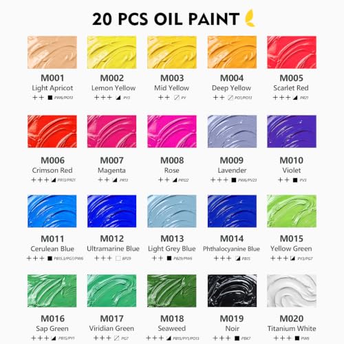 Magicfly Oil Paint, 20 Colors (50ml) Large Tubes Oil Paint Set, Oil Paints - size: 20 Colors x 50ml(1.69oz)