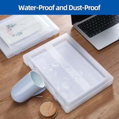 8 Pack Paper Storage Boxes, 8.5 x 11 Plastic Portable Project Case for US letter Size and A4 paper, Plastic Multi-Purpose Thick Scrapbook Storage Box for Office,Craft or Art Supplies - size: 13.9"L x 10.6"W x 1.6"H + 12.5"L x 9.5"W x 1"H