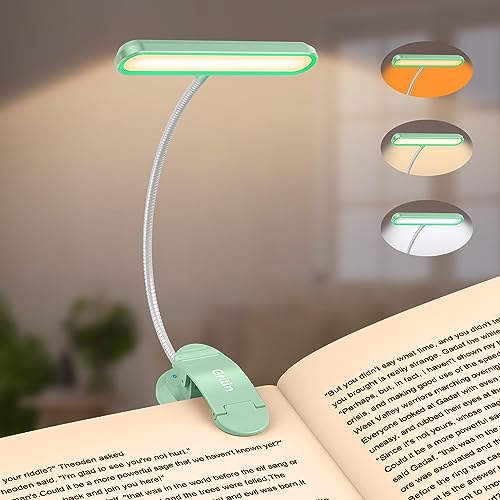 Gritin Rechargeable Book Light for Reading in Bed with 19 LED | Eye Caring 3 Color Temps, 5 Brightness Levels, Memory Function, 90 Hrs Runtime Flexible Goose Neck Clip on Light-Cyan - color: Cyan