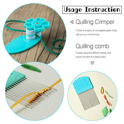 IMISNO DIY Quilling Kit with Paper Crimper, Tools&Strips for Beginners - color: pink