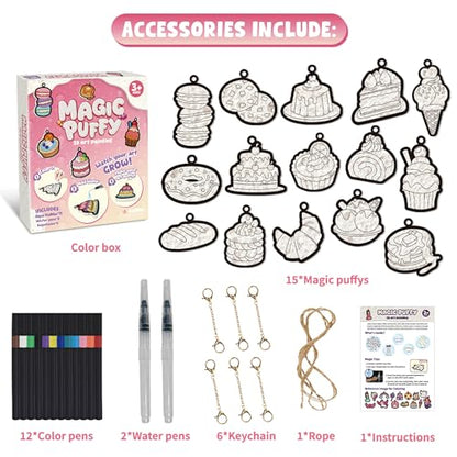 MZYTOZA 3D Art Craft Aqua Magic Puffs Paint Kit - Magic Foam Texture Painting Kit, 15 Mess-Free Paint by Number Craft for Kids, Christmas Gift Idea & Stocking Stuffer(Dessert Style) - color: Aqua Maigc Puffs - Dessert style