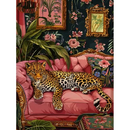 Cheetah Diamond Art Kits for Adults, Diamond Painting Kits for Beginner DIY | Leopard Diamond Dots Full Drill Crafts for Gem Art Dot Art for Adults Home Wall Decor for Teens Boys Girls 12x16 inch - color: DP-89