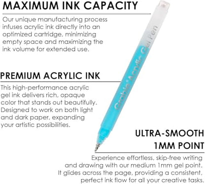 Grabie Acrylic Gel Pens Coloring Kit with Book, Pack of 12 Dessert Colors - color: Dessert Colors