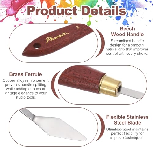 MECCANIXITY Pack of 1 Palette Knife No.3, 7.1" Long Palette Knives with Stainless Steel Flexible Spatula Pallet Knife and Wood Handle for Scraping, Mixing, Oil Acrylic Painting Canvas - style: No.3