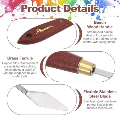 MECCANIXITY Pack of 1 Palette Knife No.3, 7.1" Long Palette Knives with Stainless Steel Flexible Spatula Pallet Knife and Wood Handle for Scraping, Mixing, Oil Acrylic Painting Canvas - style: No.3