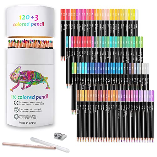 KALOUR Premium Colored Pencils,Set of 120 Colors,Artists Soft Core with Vibrant Color,Ideal for Drawing Sketching Shading,Coloring Pencils for Adults Beginners