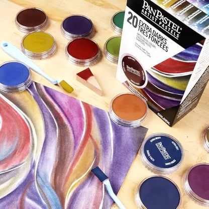 PanPastel Artist Pastels by GOLDEN, Extra Dark Shades Set, 20 Color, Professional Artist Pastels, Unique Pan Format (cake-like)