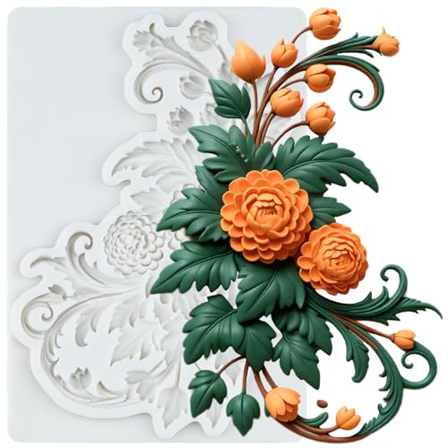 Baroque Polymer Clay Mold Baroque Relief Flower Silicone Molds | Jewelry Making Epoxy Resin Casting Air Dry Polymer Clay Craft - color: Style S