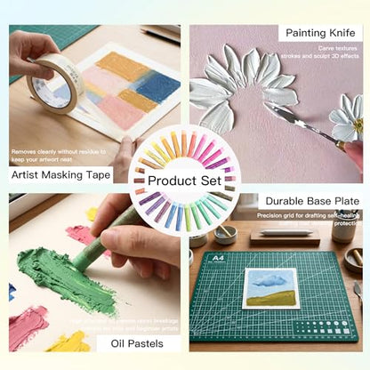rubens 57 PCS Macaron Soft Oil Pastels Kit for Beginner Drawing - color: 24 Macaron Colors Set