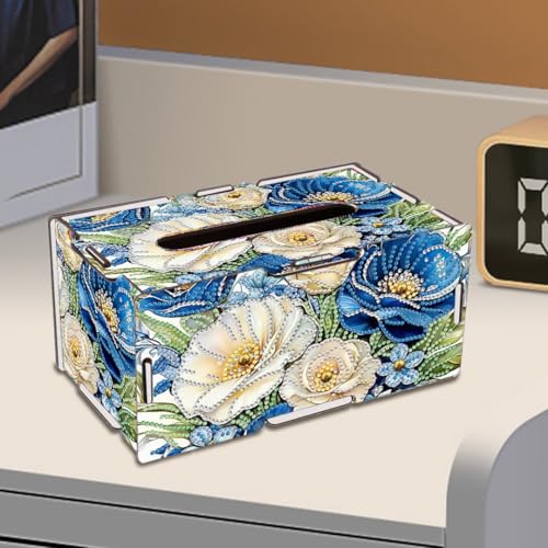 LSQFS DIY Diamond Painting Tissue Box for Adults for Home Office Vanity - color: Flowers