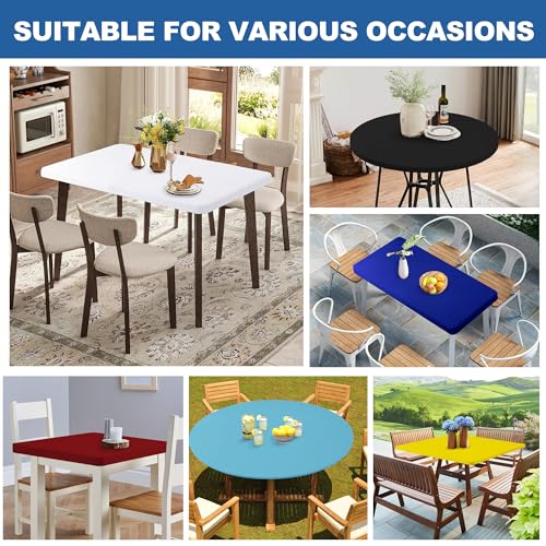 Card Table Covers Square Fitted Elastic Table Cloth-2 Pack Black 24x24 Inch | Spandex Stretch Windproof Washable Small End Tablecloths Protector-Side Bistro RV Camping Dining Patio Kitchen Party Tables - color: Black, size: 24'' x 24'' | 2 Pack