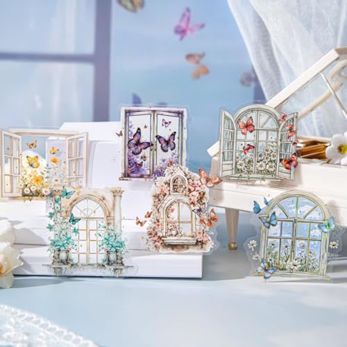 60 Pcs Gold Holographic Butterfly Window Stickers for Scrapbooking - color: Butterfly Dancing Window