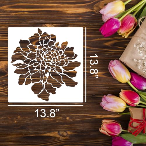 Large Flower Stencils for Walls 14inch Floral Stencils for Wood Fence | Reusable Rose Hibiscus Daisy Sunflower Stencil for Painting on Furniture Fabrics DIY Decor - style: Flowers