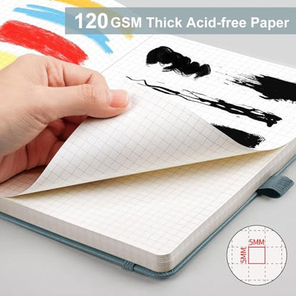 AHGXG Graph Paper Notebook, 120 GSM Paper, 160 Pages, A5 (5.7'' X 8.3'') - color: Gray Blue, style: A5-Grid-120G