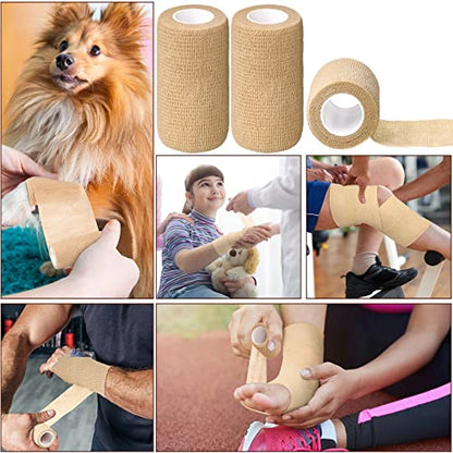 Treela 36 Pcs Self Adherent Bandage 4" X 5 Yard Wrap Breathable (Pack of 2) - color: Nude, size: 4" X 5 Yard (Pack of 2)