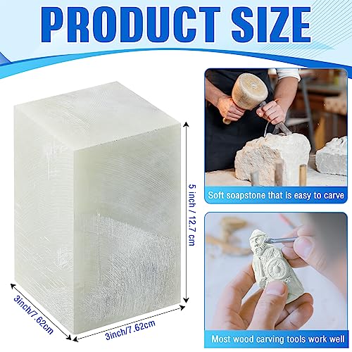Sasylvia 2 Pcs Soapstone for Carving Block, 5 x 3 x 3 Inch, Soapstone Sculpture Carving DIY Arts Crafts for Block Seal Engraving Kit Adults - color: Beige, size: 5 x 3 x 3 Inch
