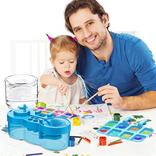 BoAn 2026 Upgraded Paint Brush Cleaner Tool, Paint Brush Rinser Water Circulation Cup with Brush Holder & Palette, All-in-One Paint Brush Washer for Watercolor Acrylic Painting Art Supplies (Blue) - color: blue