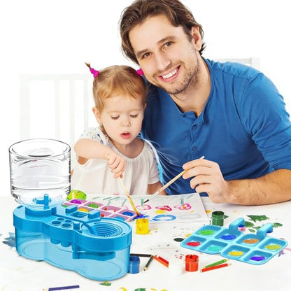 BoAn 2026 Upgraded Paint Brush Cleaner Tool, Paint Brush Rinser Water Circulation Cup with Brush Holder & Palette, All-in-One Paint Brush Washer for Watercolor Acrylic Painting Art Supplies (Blue) - color: blue