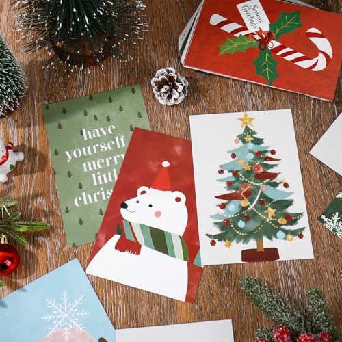 FYSUIMU 50Pcs Christmas Boho Wall Collage Kit Red-Green Xmas Aesthetic Minimalist Wall Pictures for Bedroom Dorm Living Room Winter Holiday Home Decor, 4 x 6 Inch