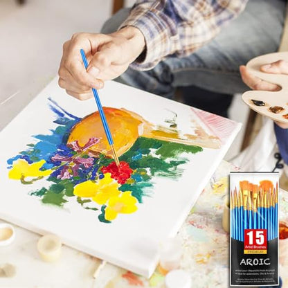AROIC Acrylic Paint Brush Set, 100 Packs / 1500Pcs Nylon Hair Paint Brushes | All Purpose Oil Watercolor Face Body Rock Painting Artist, Small Painting Brush Kits for Kids Adult Drawing - size: 1500pcs