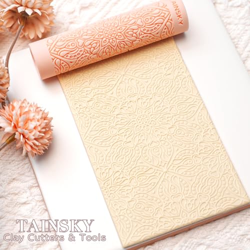 TAINSKY 5 pcs Polymer Clay Texture Roller, Pottery Stamps for Polymer Clay Earrings Jewelry, Embossing Pottery Texture Rollers for Jewelry Making#1 - color: Complex Texture