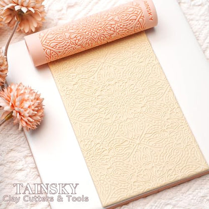 TAINSKY 5 pcs Polymer Clay Texture Roller, Pottery Stamps for Polymer Clay Earrings Jewelry, Embossing Pottery Texture Rollers for Jewelry Making#1 - color: Complex Texture