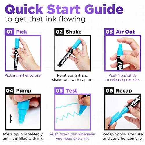 Metallic Liquid Chalk Markers Fine Tip (10 Pack) - 3mm Reversible Tip - size: Fine Tip - 3mm