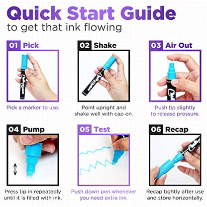 Metallic Liquid Chalk Markers Fine Tip (10 Pack) - 3mm Reversible Tip - size: Fine Tip - 3mm