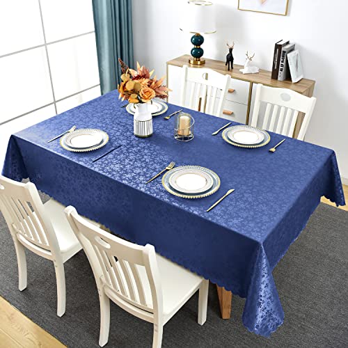 Romanstile Waterproof Vinyl Tablecloth Rectangle, 52 x 70 Inch, Rose Navy Blue - color: Rose Navy Blue, size: 52" x 70" (Rectangular)