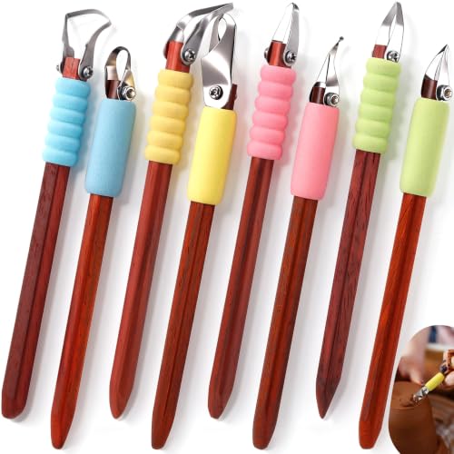 Leriton 8 Pack Pottery Carving Tool Set 5.9inch Sculpture Carving Scraper Tool Pottery Modelling Shape for Tea Cup Mug Vase Leather Hard Clay Cutters for Ceramic Sculpture Craft (Style C)