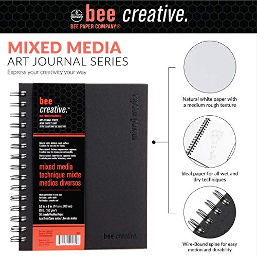 Bee Paper - 5.5" x 8" Creative Mixed Media Art Journal - size: 5-1/2-inch x 8-inch, 50 Sheet Art Journal, style: Mixed Media Art Journal
