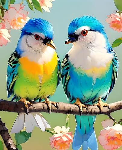 Yeadiffy Diamond Art Painting Kits for Adults Diamond Art Kits for Adults Beginners,5D Translucent Gems Diamond Painting,DIY Full Drill Diamond Gem Art and Crafts 12x16inch (Two Birds) - color: Two birds