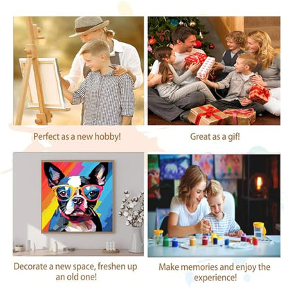 Artunion Framed Paint by Numbers Kit for Adults Beginners & Kids Ages 8-12,Boston Terrier Dog Paint by Number with Frame,Dog Animal Paint by Numbers Kit on Canvas 10 * 10 Inch Without Easel - color: ZXT-377-F
