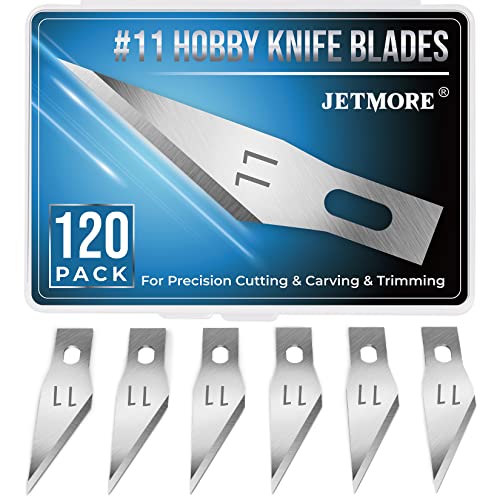 JETMORE 120 Pack Exacto Knife Blades 11, Hobby Knife Blades for Crafting | Exacto knife replacement blades suit paper, stencils and models, Art blades support precise carving, trimming and craft work - size: 120 Pack