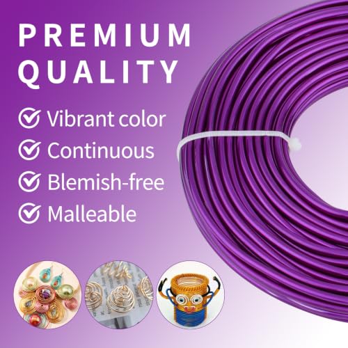 9 Gauge Aluminum Craft Wire, 52.5FT Bendable Armature Wire for Sculpting, Jewelry Making, DIY Crafting, Doll Making, Modelling, Bonsai Training(Purple) - color: Purple