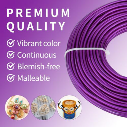 9 Gauge Aluminum Craft Wire, 52.5FT Bendable Armature Wire for Sculpting, Jewelry Making, DIY Crafting, Doll Making, Modelling, Bonsai Training(Purple) - color: Purple