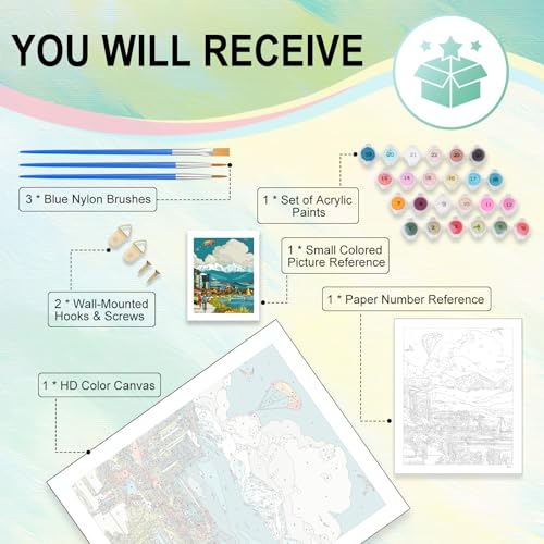 Paint by Numbers Kit for Adults, Mountain Lake DIY Painting Kit, 16x20 Inch - color: CYOP1P05