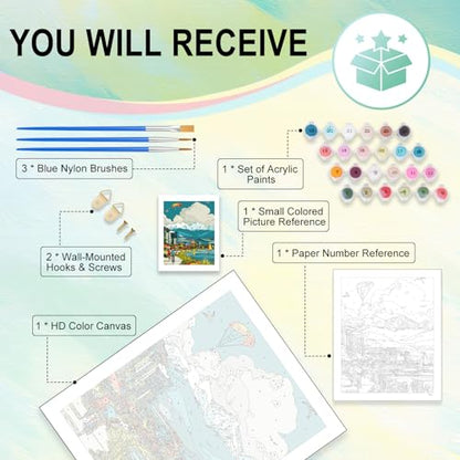 Paint by Numbers Kit for Adults, Mountain Lake DIY Painting Kit, 16x20 Inch - color: CYOP1P05