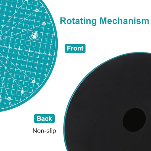 13"x13" Round Rotating Cutting Mat, Self Healing Mat with 360-Degree Rotation & Anti-Slip Base, Sewing Board Cutting Mat Perfect for Fabric Quilting Leather Hobby Project, Turquoise - color: Turquoise, size: 13"L x 13"W
