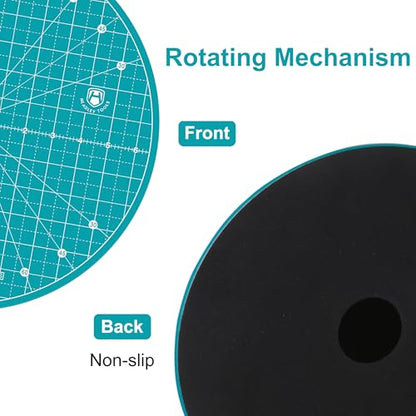 13"x13" Round Rotating Cutting Mat, Self Healing Mat with 360-Degree Rotation & Anti-Slip Base, Sewing Board Cutting Mat Perfect for Fabric Quilting Leather Hobby Project, Turquoise - color: Turquoise, size: 13"L x 13"W