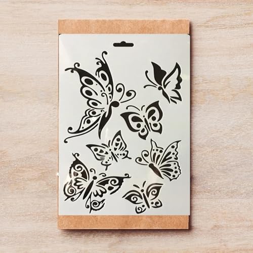 TIAMECH A4 Reusable Butterfly Stencil for Painting | Butterflies Layering Template, DIY Wall Art, Wood Furniture, Scrapbook & Crafts (8.3x11.7inch) - style: Butterflies