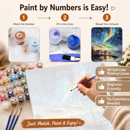 AUKELHJ Paint by Numbers Kit for Adults Beginner, Aurora, 16X20 Inch - color: 09-Landscape