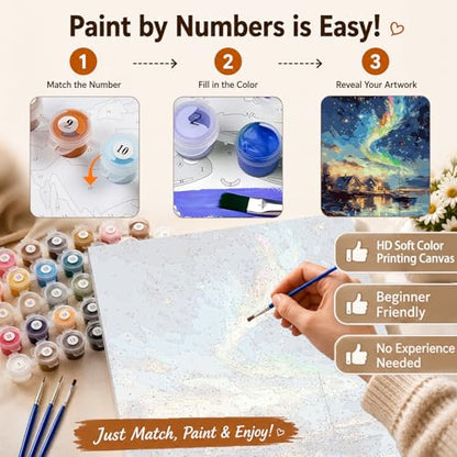 AUKELHJ Paint by Numbers Kit for Adults Beginner, Aurora, 16X20 Inch - color: 09-Landscape