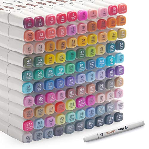 Alcohol Markers 100 Colors Art Markers Professional Art Pen Dual Tips Plus 1 Blender Permanent Ink for Painting, Coloring and Drawing - color: White