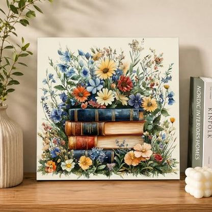 AUKELHJ Framed Paint by Numbers Kit for Adults, Book, 10x10 inch - color: 13-Book