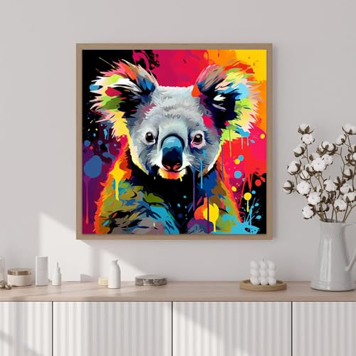Artunion Framed Paint by Numbers Kit for Adults Beginners & Kids Ages 8-12,Colorful Koala Paint by Number with Frame,Animal Watercolor Paint by Numbers Kit on Canvas 10 * 10 Inch Without Easel - color: ZXT-391-F